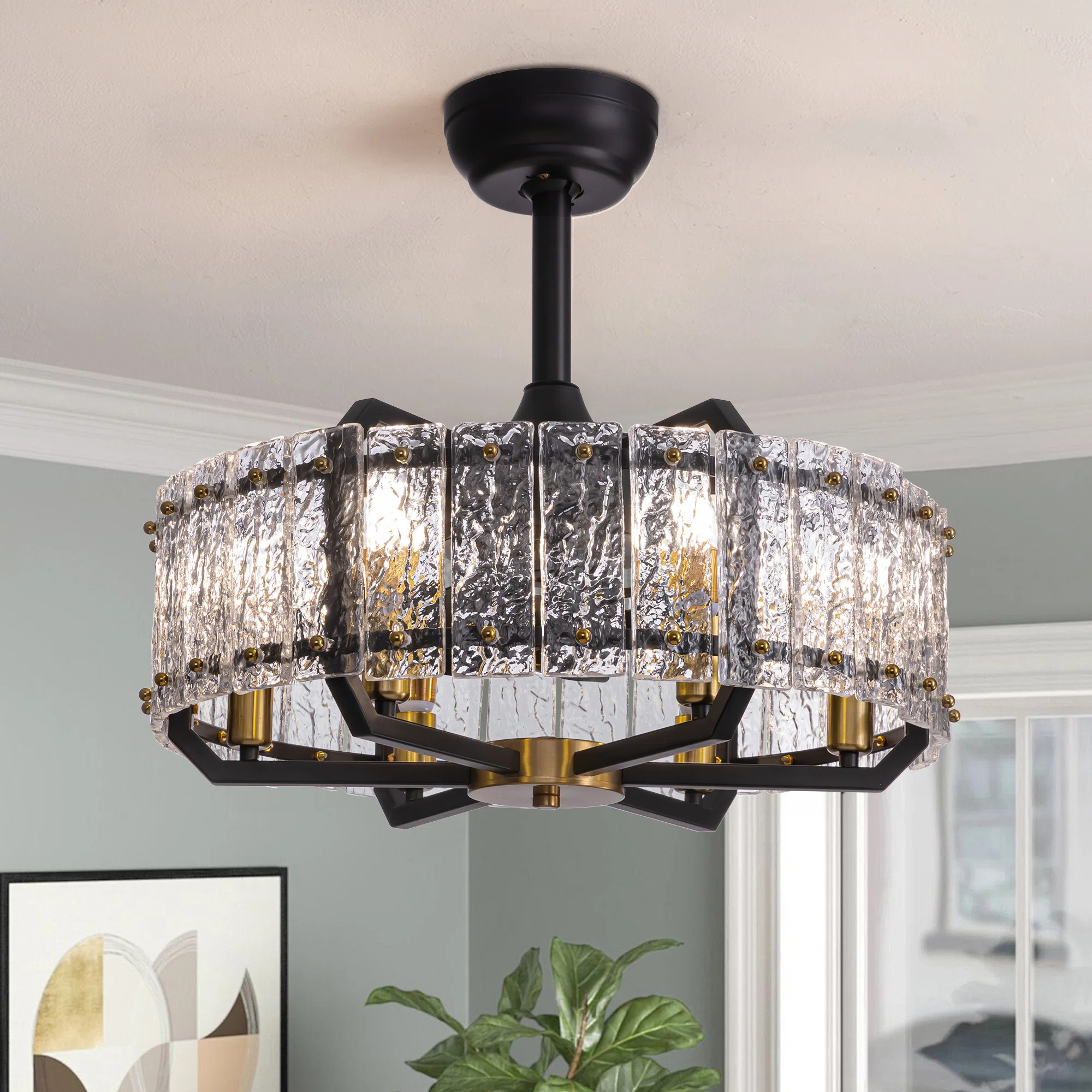 Mercer41 Wadeeah 20.5'' Dimmable Crystal Drum Ceiling Fan with Light Kit and Remote Control & Rev... | Wayfair North America