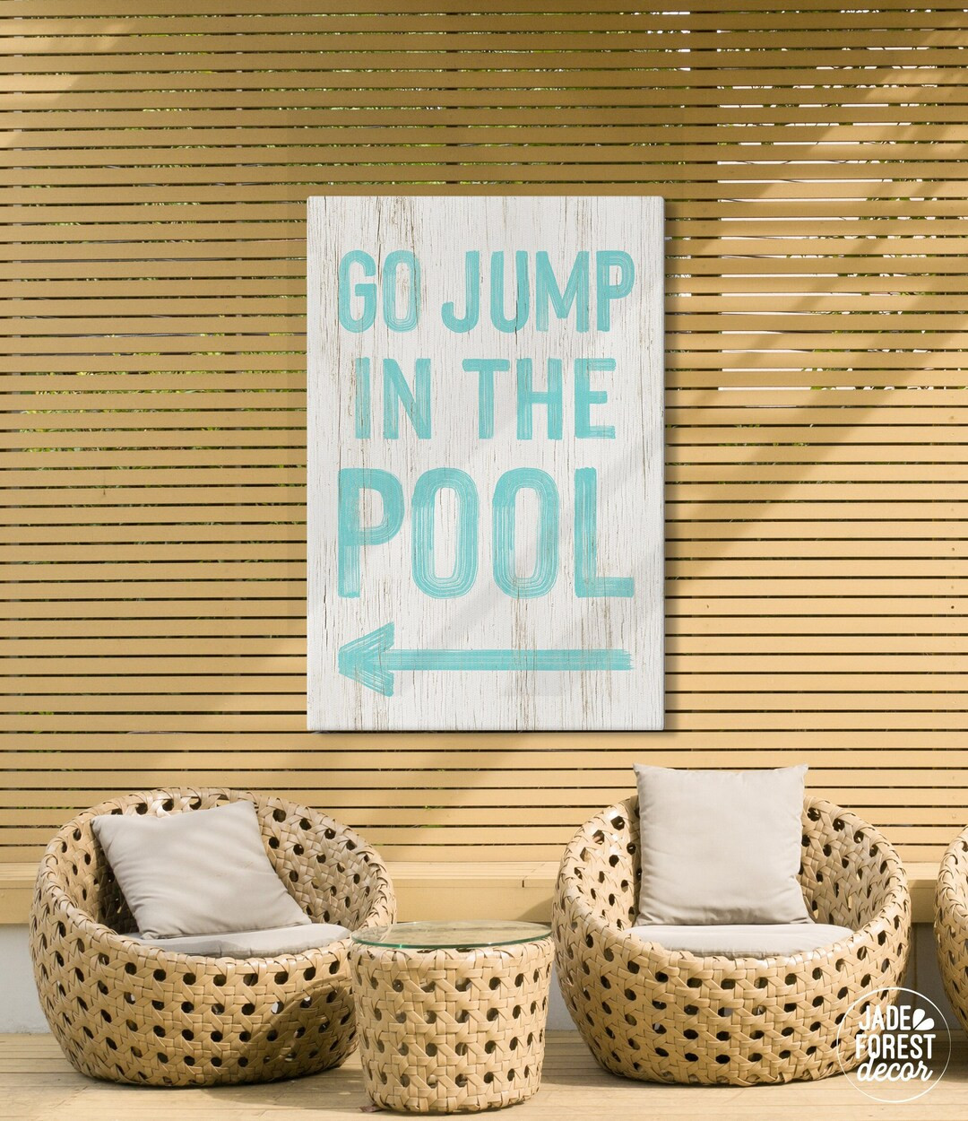Go Jump in the Pool Sign, Aqua Letters With Arrow (custom Colors & Direction) - Etsy | Etsy (US)