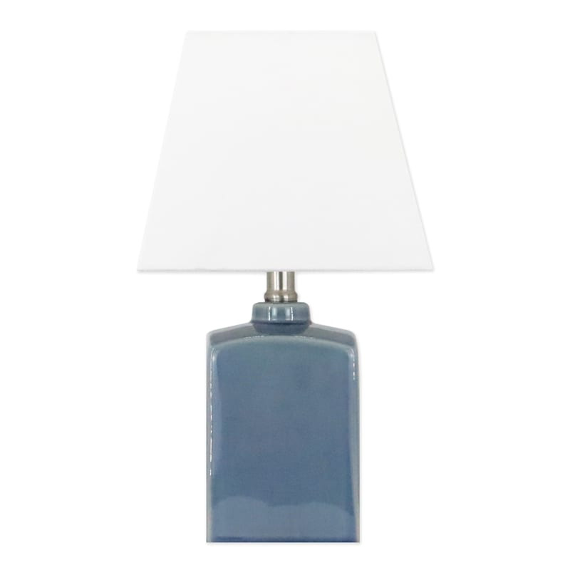 Providence Blue Ceramic Square Lamp with Shade, 15" | At Home