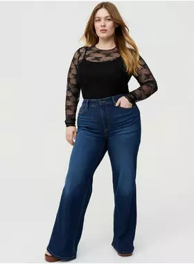 Sheer Lace Crew Long Sleeve Top | Torrid (US & Canada)