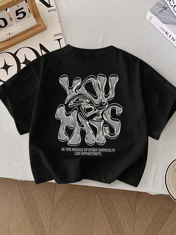 Young Boy Summer T-Shirt With Short Sleeve, Fashionable And Casual Three-Dimensional Liquefied Le... | SHEIN