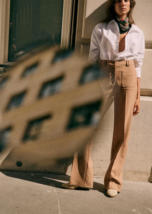 Chuck Trousers - Camel - Recycled polyester - Sézane | Sezane Paris