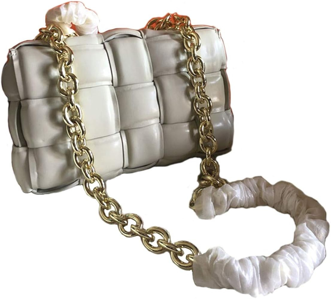 EvaLuLu Woven Chain Bag Genuine Leather Women Shoudler Bag | Amazon (US)