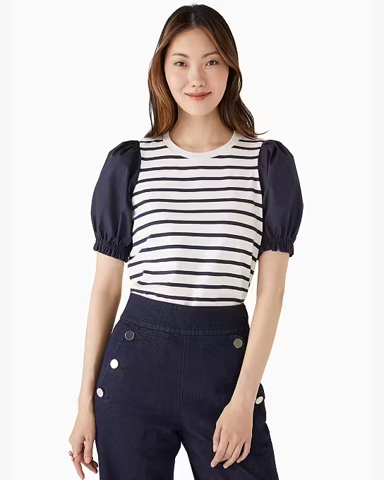 Striped Puff Sleeve Knit Top | Kate Spade Outlet