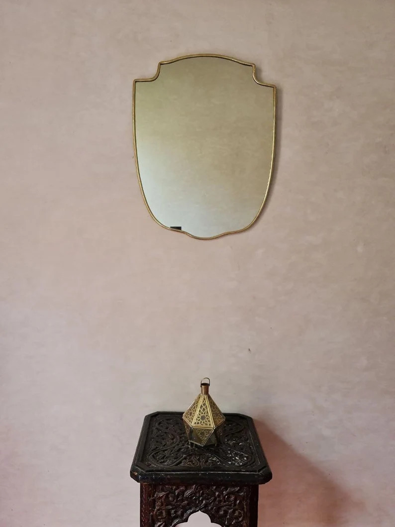 Italian Gold Brass Mirror Italian Shield Form Brass Wall Mirror - Etsy | Etsy (US)