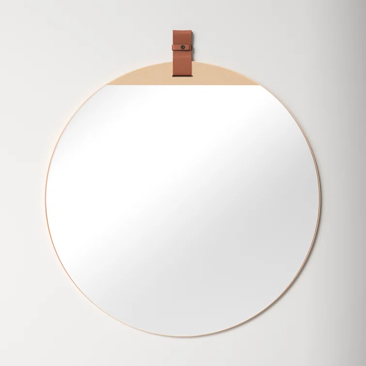 Lanny Round Leather Wall Mirror | Wayfair North America