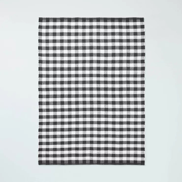 Textured Gingham Indoor/Outdoor Woven Area Rug Dark Gray/Cream - Hearth & Hand™ with Magnolia | Target