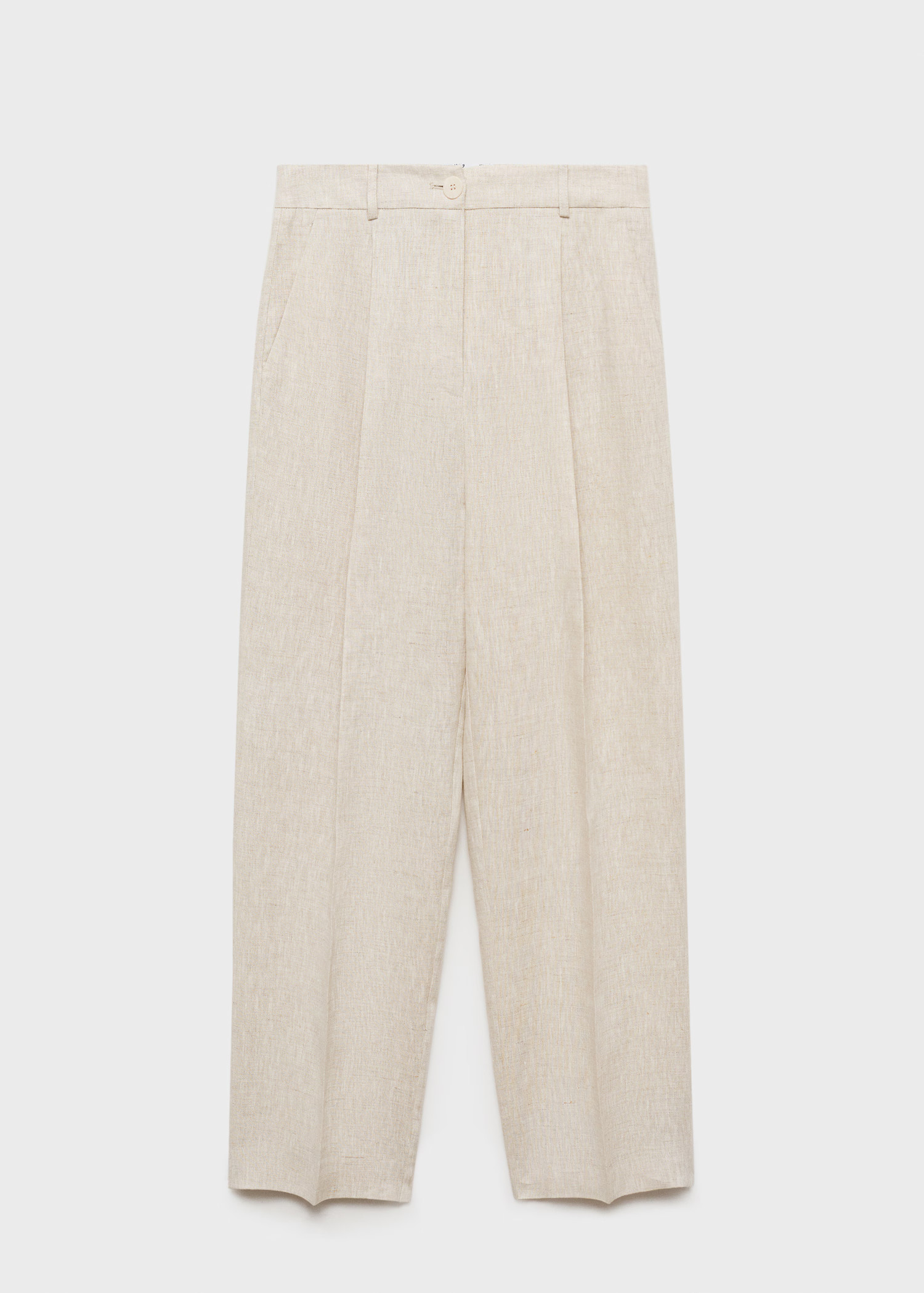 Straight-fit linen trousers with pleat detail - Women | MANGO United Kingdom | MANGO (UK)