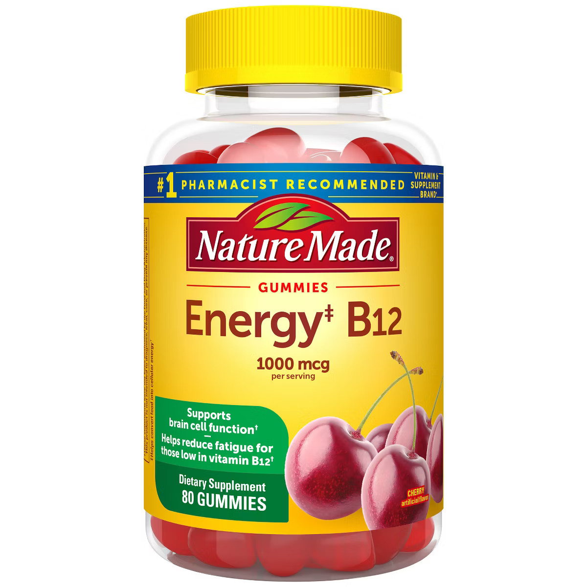Nature Made Energy Vitamin B12 1000 mcg Gummies - Cherry & Mixed Berry - 80ct | Target