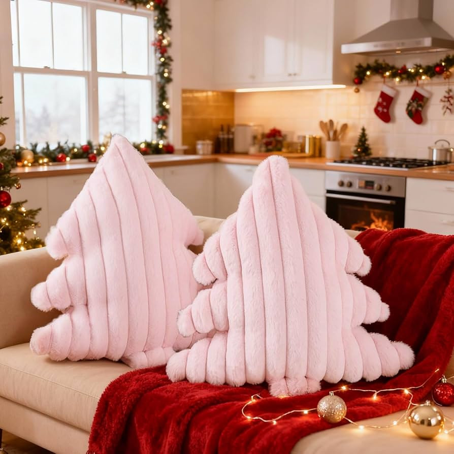 Lanpn Christmas Tree Pillows Set of 2, Christmas Decoration Wide Stripes Winter Throw Pillows Sof... | Amazon (US)