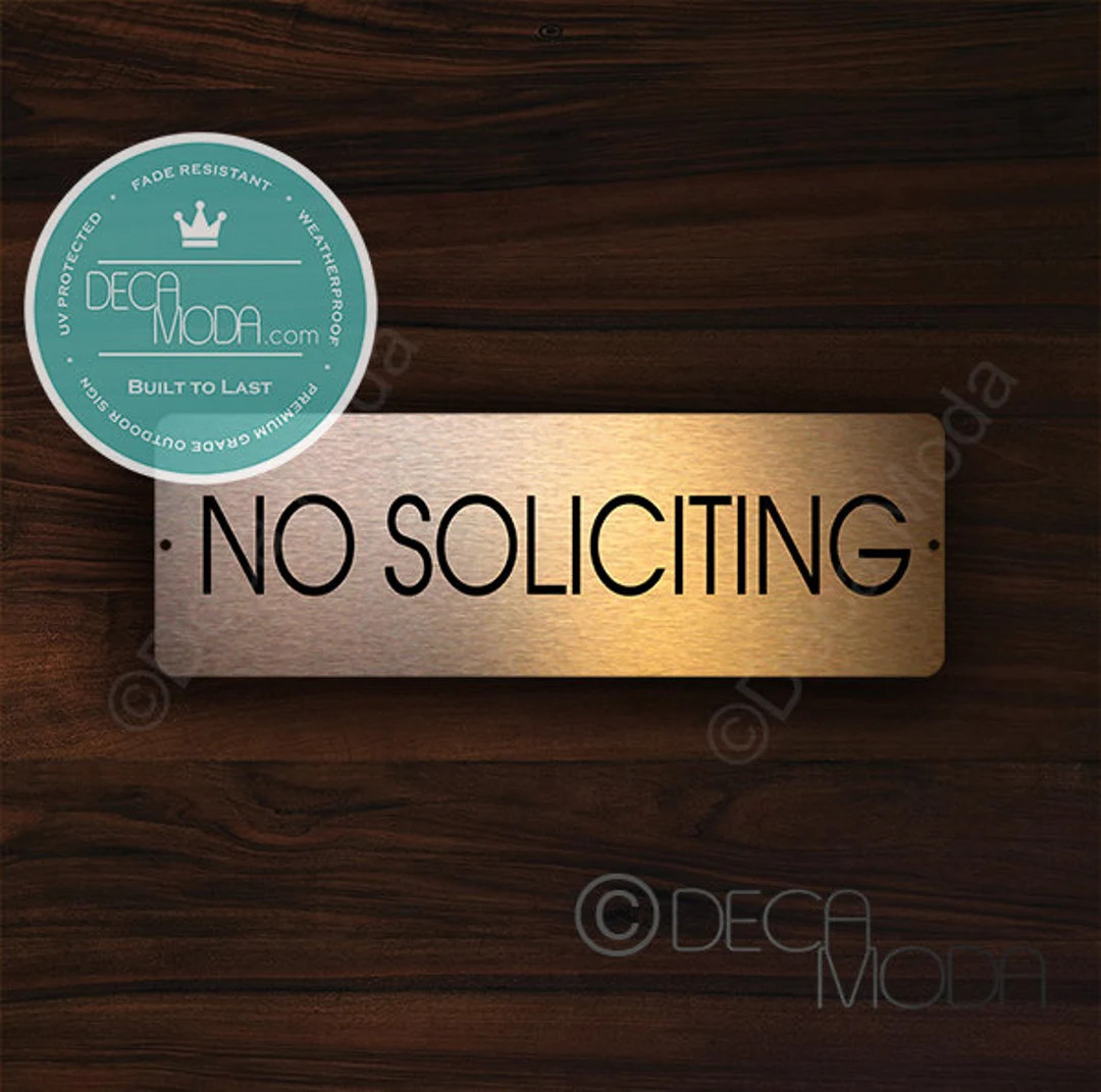 No Soliciting Sign, Brushed Aluminum, Copper Finish, Solicitation, Copper No Soliciting, No Solic... | Etsy (US)