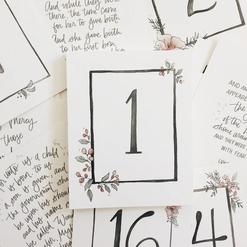 Christmas Advent Calendar Vintage Florals Holiday Decor, Bible Verse, Christmas Story, Jesus' Bir... | Etsy (US)