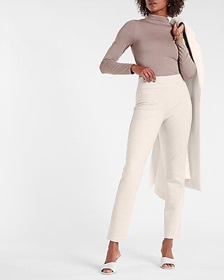 High Waisted Heathered Luxe Comfort Knit Columnist Slim Pant | Express