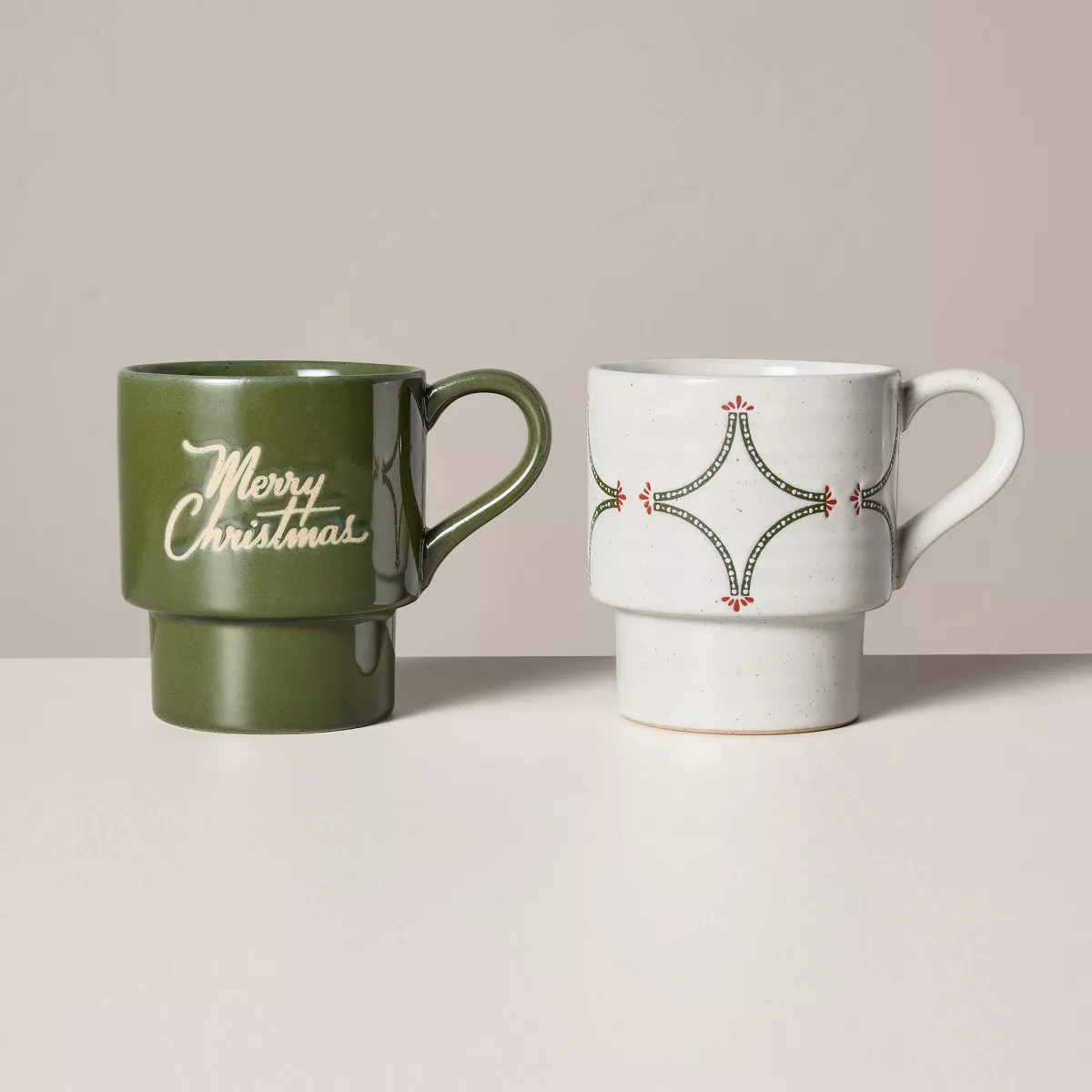 14oz Christmas Theme Stoneware Mugs (Set of 2) - Hearth & Hand™ with Magnolia | Target