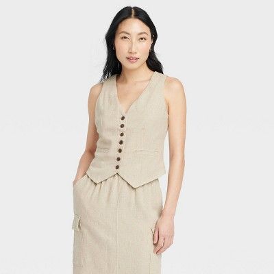 Women's Tailored Suit Vest - A New Day™ Tan S | Target