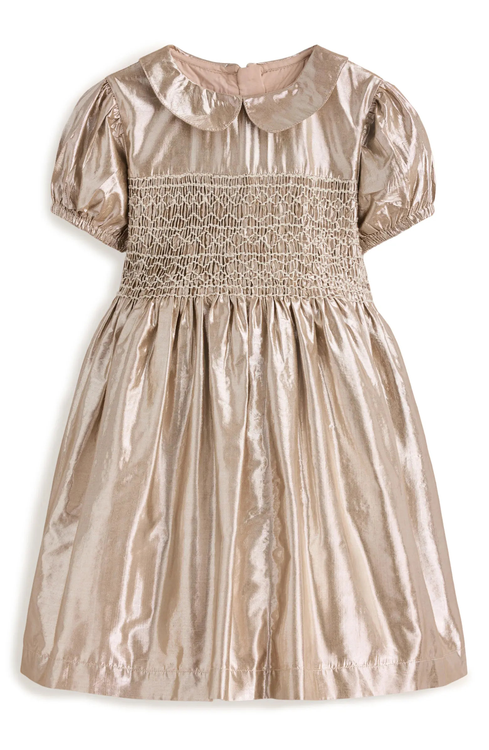 Mini Boden Kids' Metallic Smocked Party Dress | Nordstrom | Nordstrom