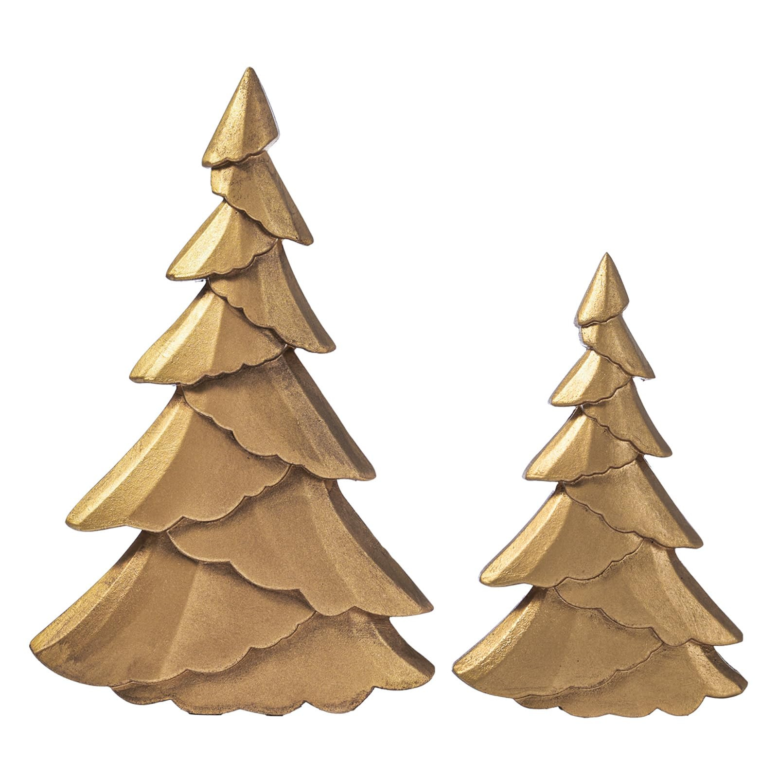 DN DECONATION Christmas Tree Figurines, Vintage Tabletop Xmas Statues, Set of 2 Antique Gold Wood... | Amazon (CA)