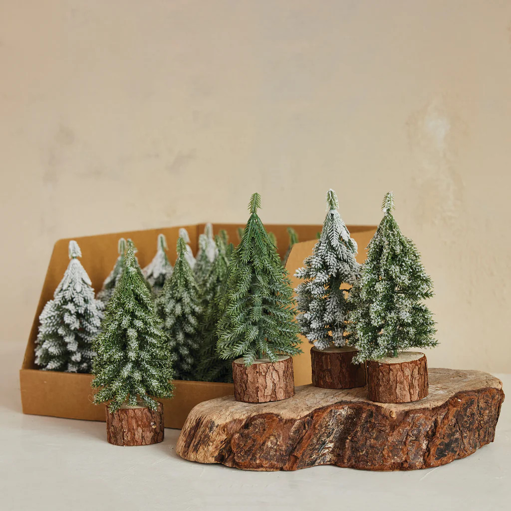 Small Faux Evergreen Trees w/ Wood Bases | Ama La Vita