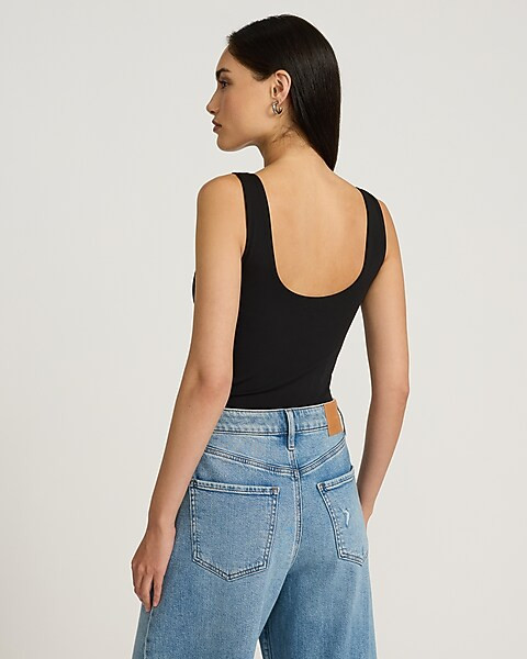 Body Contour Matte Scoop Neck Thong Bodysuit | Express