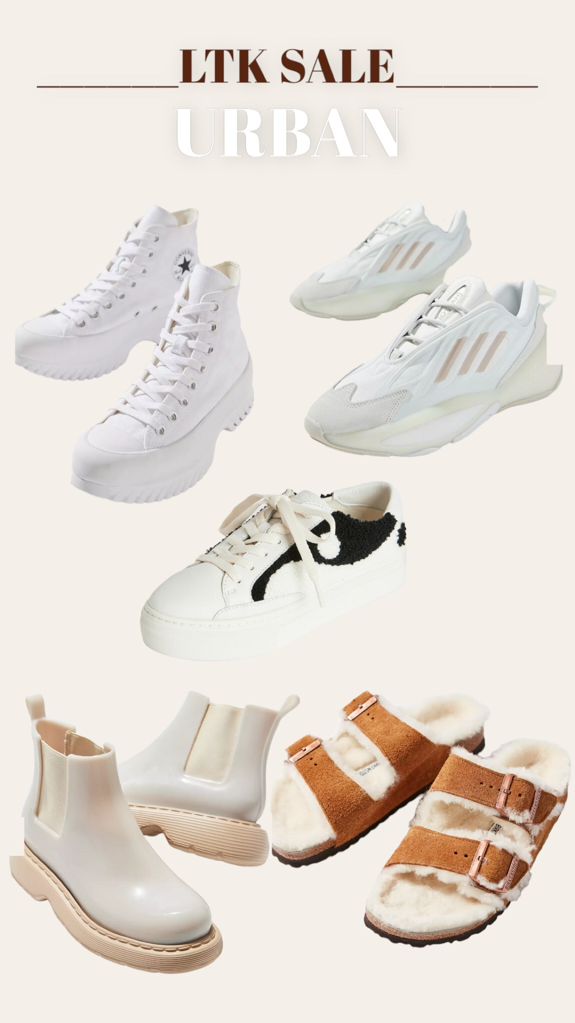 Urban exclusive shoe sale ⚡️ give me all the neutrals. Perfect shoes and sneakers for fall!
•
•
•
•
•
Fall, sneaker, white sneaker, converse, Birkenstock, rain boot, luge boot, adidas sneaker, yeezy dupe, amazon, chunky sneaker, platform sneaker, vans, high top, urban, urban outfitters, Arizona, clog, shearling, ootd, style Inspo, shoe 

#LTKshoecrush #LTKSeasonal #LTKSale
