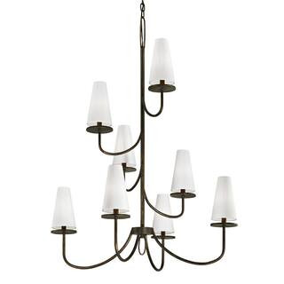 Troy Lighting Marcel 8-Light Pompeii Bronze 36 in. D Chandelier with Off-White Hardback Cotton Sh... | The Home Depot