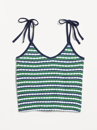 Sleeveless Pointelle Tie-Strap Tank Top | Old Navy (US)