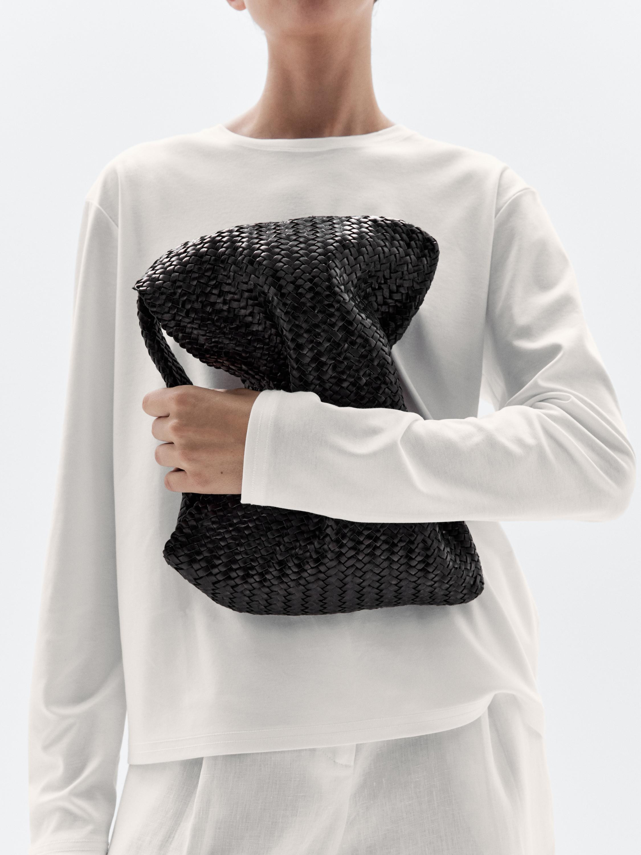 Braided nappa leather shopper bag | Massimo Dutti UK