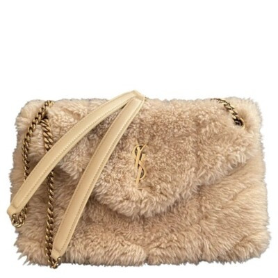 MSRP $4,100 RARE! YSL SAINT LAURENT CREAM PUFFER LARGE FUR SHEARLING SHOULDER | eBay US