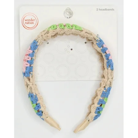 Wonder Nation Girls Crochet Headband Blue | Walmart (US)