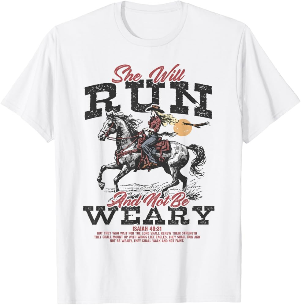 She Will Run and Not Be Weary Isaiah 40:31 Verse T-Shirt | Amazon (US)