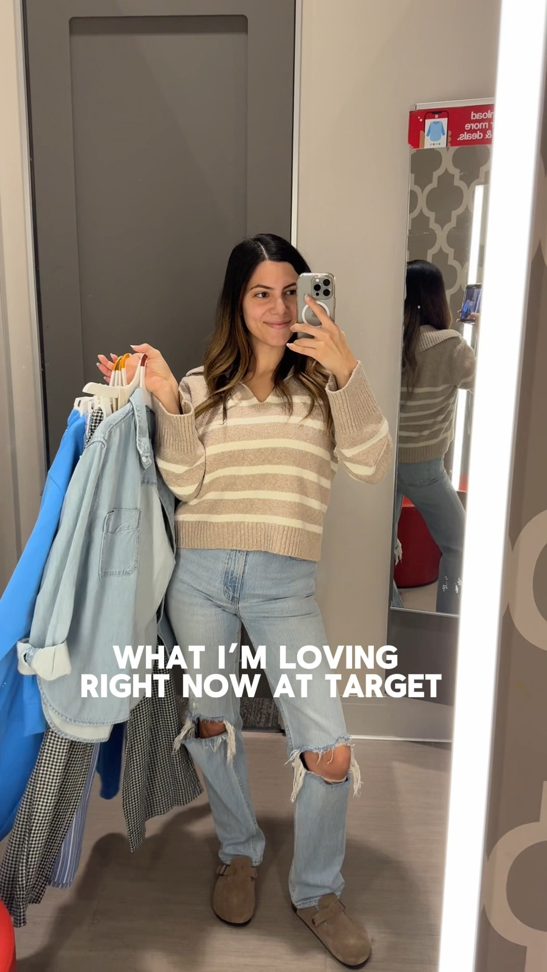 Spring fashion finds at Target 💙🌼
Size M in denim jacket & sweatshirt 
Size S in linen pants, sweatpants & linen strapless top 