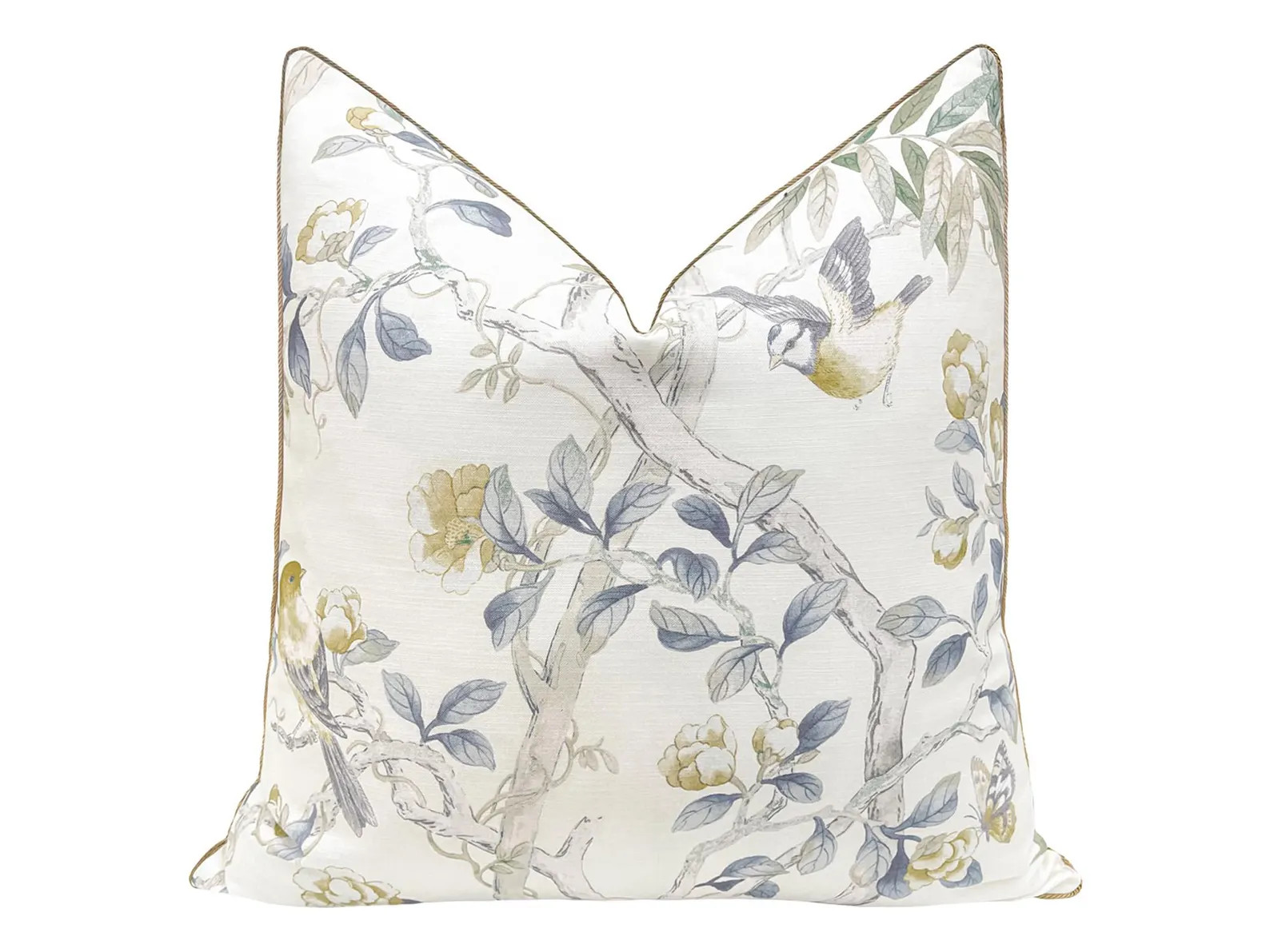 Imperial Garden // Delft Pillow | floral print | floral throw pillow | brass cord detailing | | Etsy (Global)