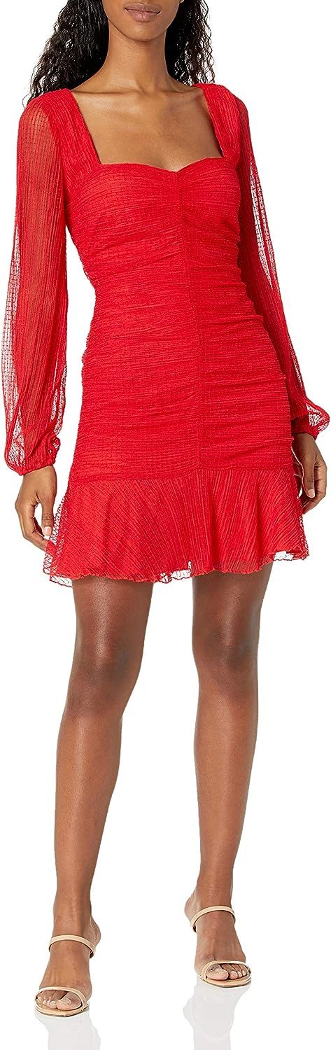 4SI3NNA Women's Anne Long Sleeve Sweetheart Ruched Bodycon Mini Dress | Amazon (US)