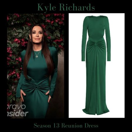 Kyle Richards’ Green Gown at the Real Housewives of Beverly Hills Season 13 Reunion 📸 + info = @bravotv 
