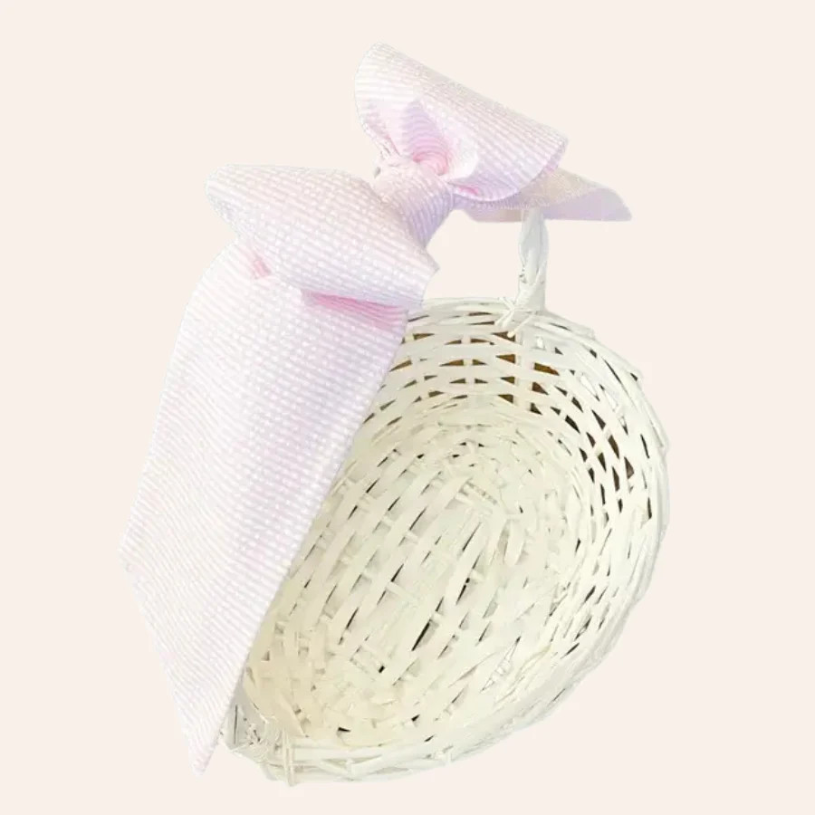 Pink Seersucker Basket Bow | Little Cottage Boutique
