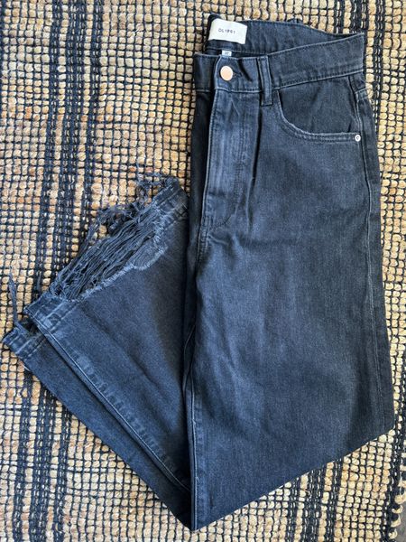 The perfect black denim for summer & fall — I love the wider leg & distressed hem. These run small & don’t have any stretch so size up 1-2 sizes depending on the fit you’re wanting. I sized up 2 sizes to 27. . 

Black Denim - Denim 

#LTKStyleTip
