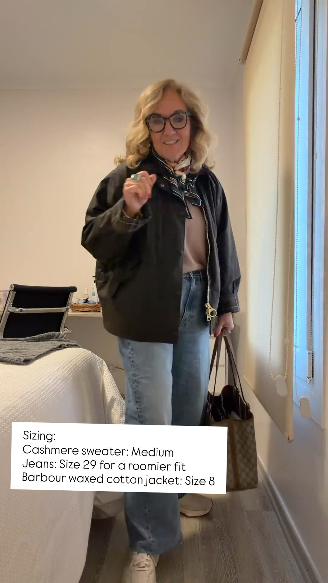This was my travel outfit for the flight home, and it worked perfectly! The cashmere sweater was the hero piece, soft, breathable, and the perfect medium weight for travel. I wore a medium. The jeans were surprisingly comfortable (I wore a size 29 for a roomier fit), and I layered my Barbour waxed cotton jacket for warmth. It wasn’t quite as cozy as a quilted jacket on the plane, but it was perfect once I landed. I linked both jackets if you’re trying to decide between them!

💡 LTK MADE EASY
❤️ Heart = Support my posts!
🔖 Save = Get sale & restock alerts
📋 Lists = Keep favorites organized
📲 Share = Send lists and products to a friend. Hello, Christmas List!
💬 Comment = Ask me anything about what I’m wearing.:-)

#LTKootd #LTKSaleAlert #LTKTravel