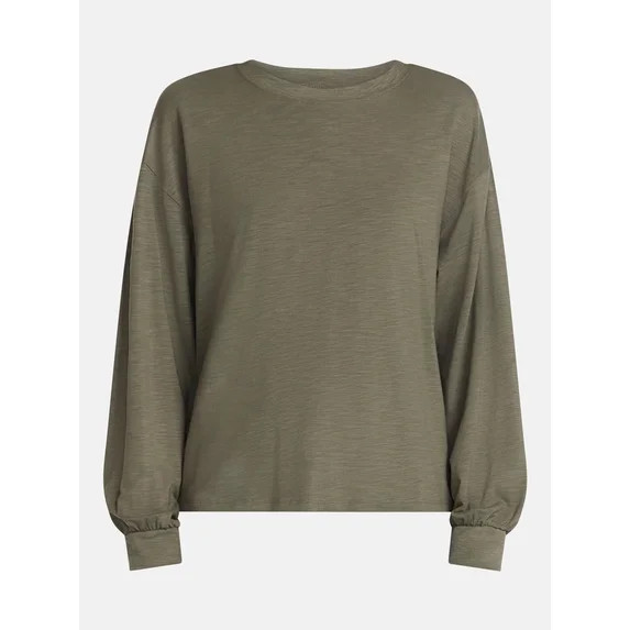 Scenario Women's Oversized Tee with Long Sleeves, Sizes XS-XXXL | Walmart (US)