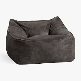 Large Textured Faux Suede Charcoal Modern Bean Bag Lounger | Pottery Barn Teen