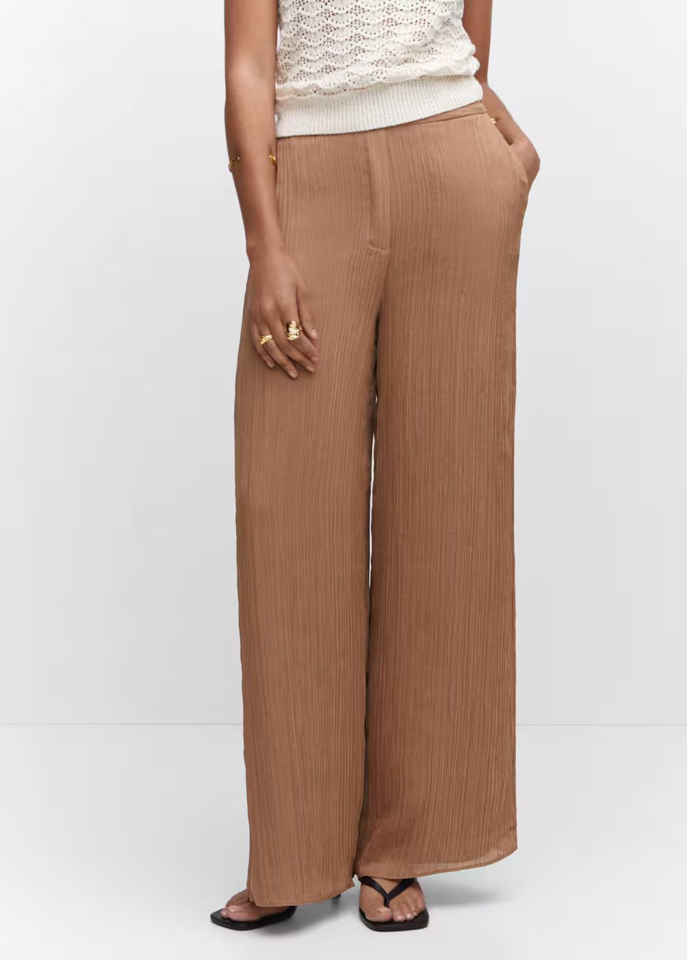 Pleated wideleg pants | MANGO (US)