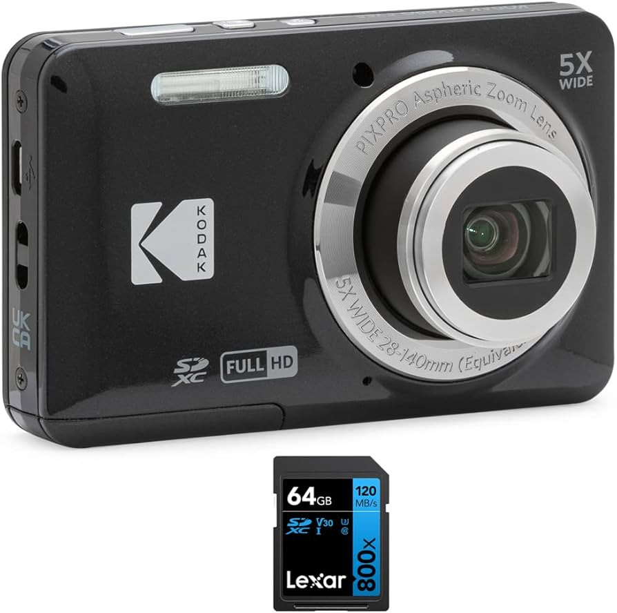 Kodak FZ55BK PIXPRO FZ55 Digital Camera Black Bundle with Lexar 64GB High-Performance 800x UHS-I ... | Amazon (US)
