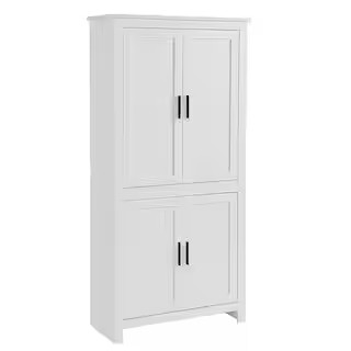 HOMCOM White 64 in. Kitchen Pantry, Freestanding Storage Cabinet with 3-Adjustable Shelves for Ki... | The Home Depot