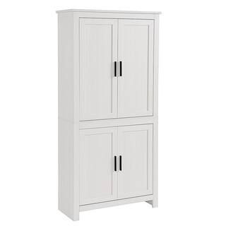 HOMCOM White 64 in. Kitchen Pantry, Freestanding Storage Cabinet with 3-Adjustable Shelves for Ki... | The Home Depot