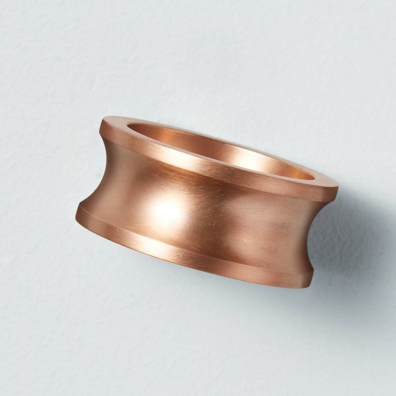 4pc Sculpted Metal Napkin Ring Set Copper Finish - Hearth &#38; Hand&#8482; with Magnolia | Target