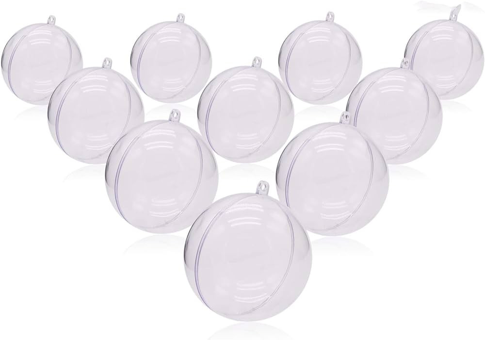 10 Pack Christmas Ornaments Ball Clear Plastic Fillable DIY Craft Ball Ornament 70mm/2.75in Xmas ... | Amazon (US)