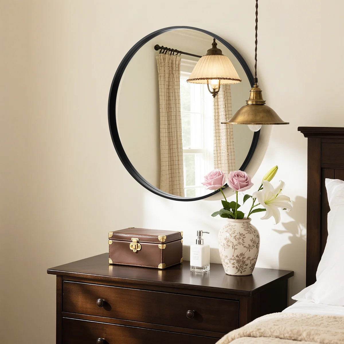 Karrina Accent Wood Round Mirror | Wayfair North America