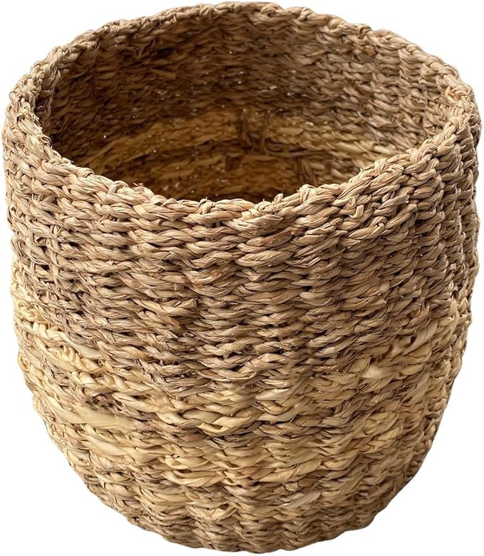Small Seagrass Basket | Handwoven Natural Waste Bin for Garbage, Storage, or Holding Planters | I... | Amazon (US)