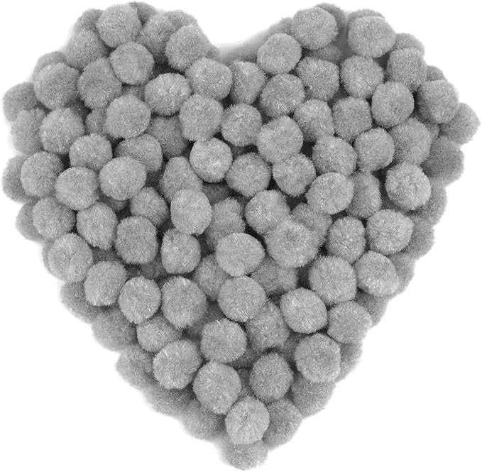 MORFEN 150 Pcs Pom Poms, 1 Inch Light Grey Craft Pom Poms, Fuzzy Pompom Puff Balls, Small Pom Pom... | Amazon (US)
