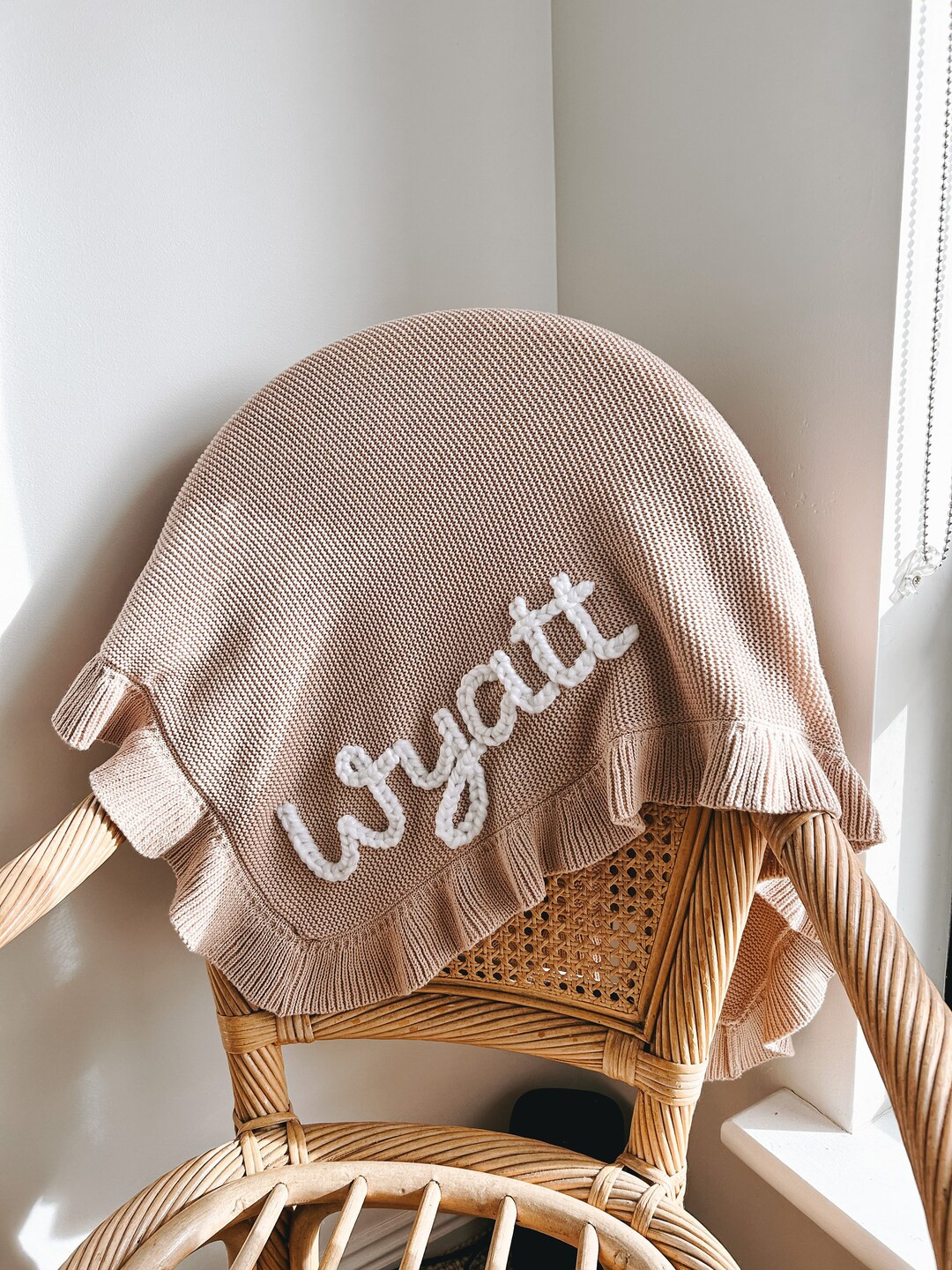 Personalised Baby Blanket, Name Embroidered, Baby Shower Gift, Baby Announcement, Knitted Baby Bl... | Etsy (US)