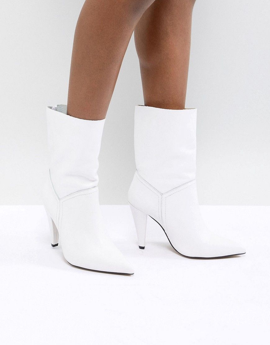 ASOS ELLINA Leather Ankle Boots - White | ASOS US